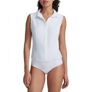 Commando Classic Button Down Sleeveless White Women's Top Bodysuit Size XS